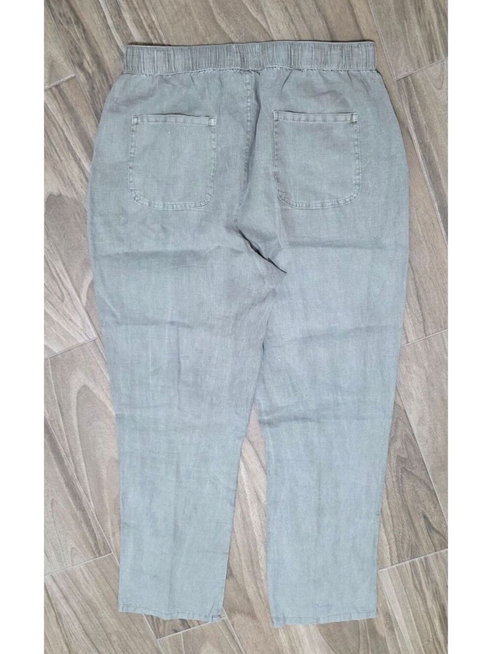 Nicole Miller New York Womens M 100% Linen Pants Sage Green Pull On Tapered - Picture 6 of 7
